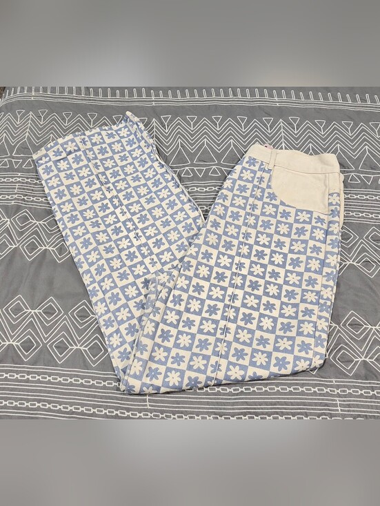 Lisa Says Gah Denim - Lisa Says Gah Robyn High Waisted Straight Leg Daisy Checked Jeans Size 31